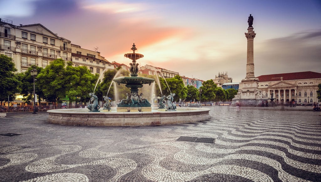 Lisbon, Portugal at Rossio Square.