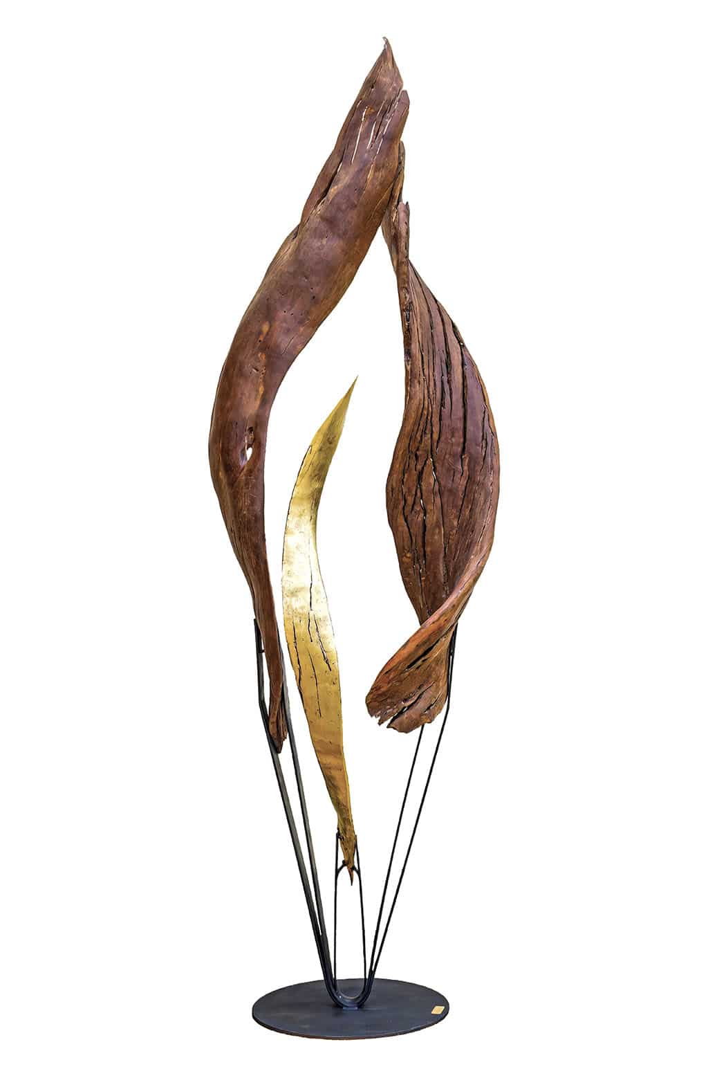 Lucas Hamann – The Female Flame (Almond wood, iron and 24k gold)