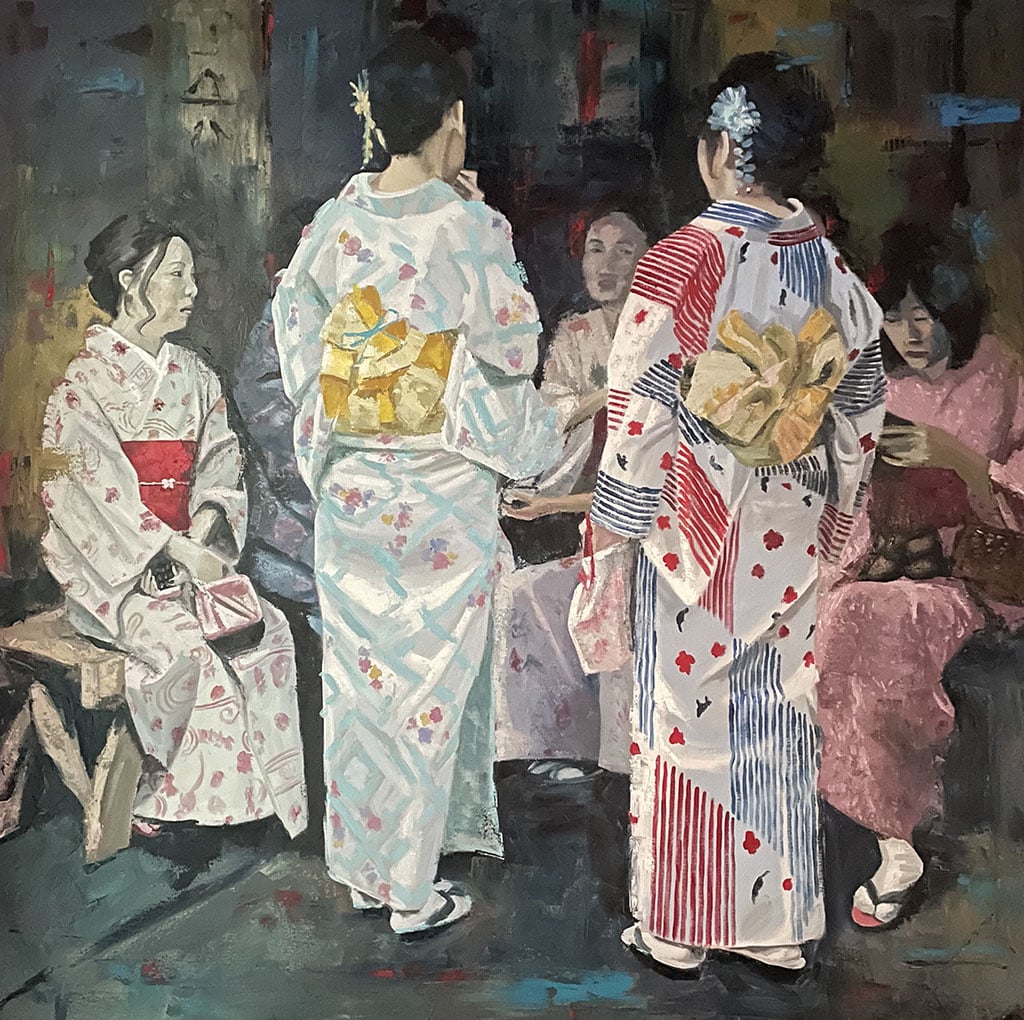 Geishas painting