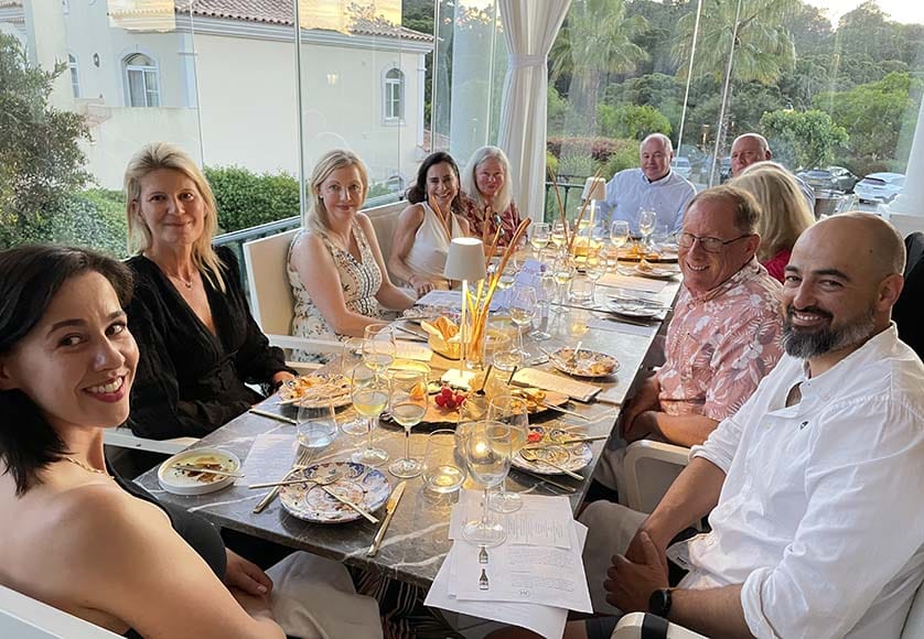 The food, wine and service made for a happy atmosphere at Limoni|03 From left, (back) AWS President Nick Sykes, organiser Michael Savage, (front) Howard Bilton, Gaynor Stapleton and Tom Bilton 04 Howard Bilton, Gaynor Stapleton, Tom Bilton - USAR|Striking label design by young child taking part in art therapy sponsored by Howard’s Folly