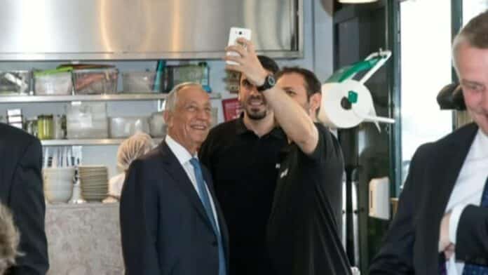 Snap taken with President Marcelo (left) when Yaser (centre) had no idea of what was coming his way