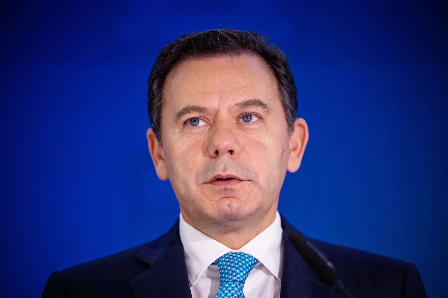 Prime Minister Luís Montenegro after the Council of Ministers' meeting in Oliveira de Azeméis on July 4. Photo: JOSÉ COELHO/LUSA