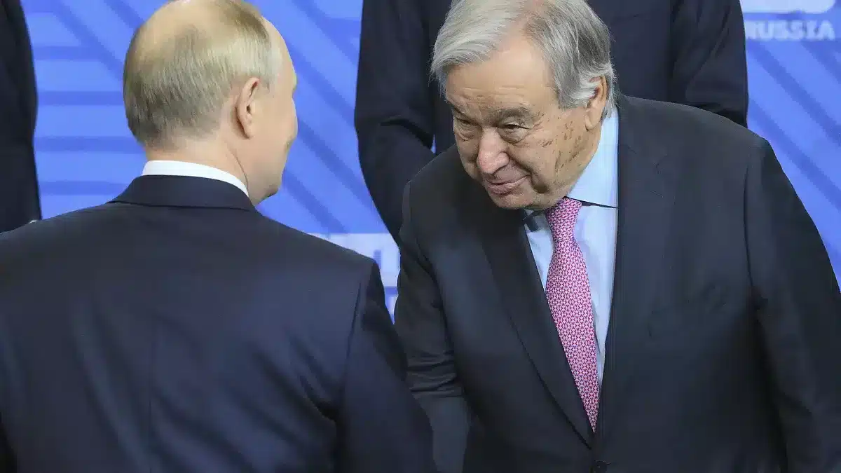 This image, by Grigory Sysoyev/Photo hosting agency brics-russia2024.ru, www.brics-russia2024.ru, did nothing to enhance António Guterres' standing in the eyes of the free world