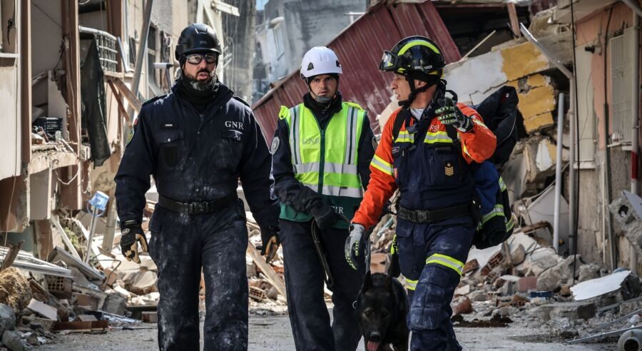 Members of the Portuguese team currently in the Hatay region of Turkey