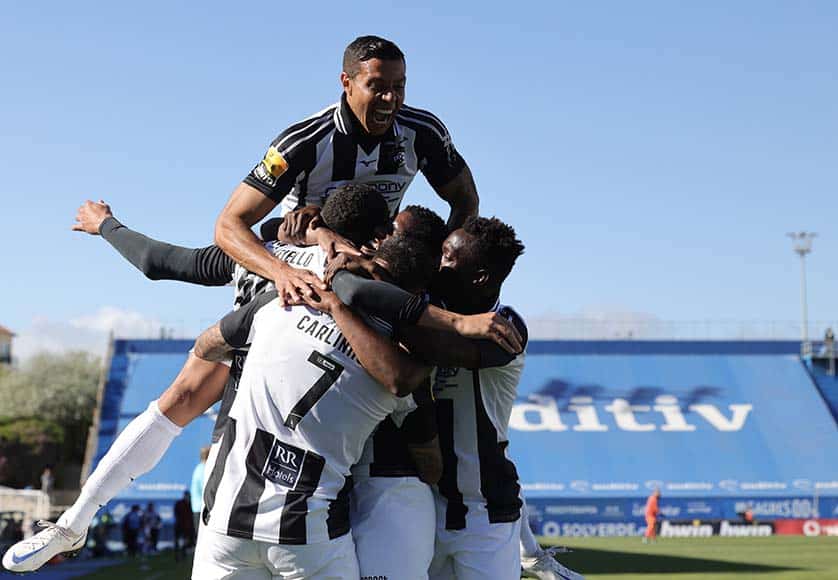 Portimonense celebrates scoring a goal against Estoril last Saturday