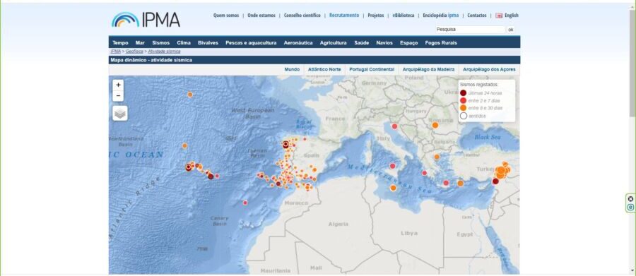 IPMA Earthquake map