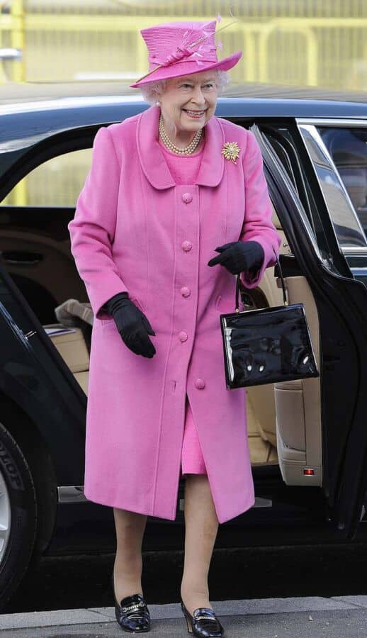 Queen Elizabeth II arriving to visit the dance company Rambert in London, on March 21, 2014
