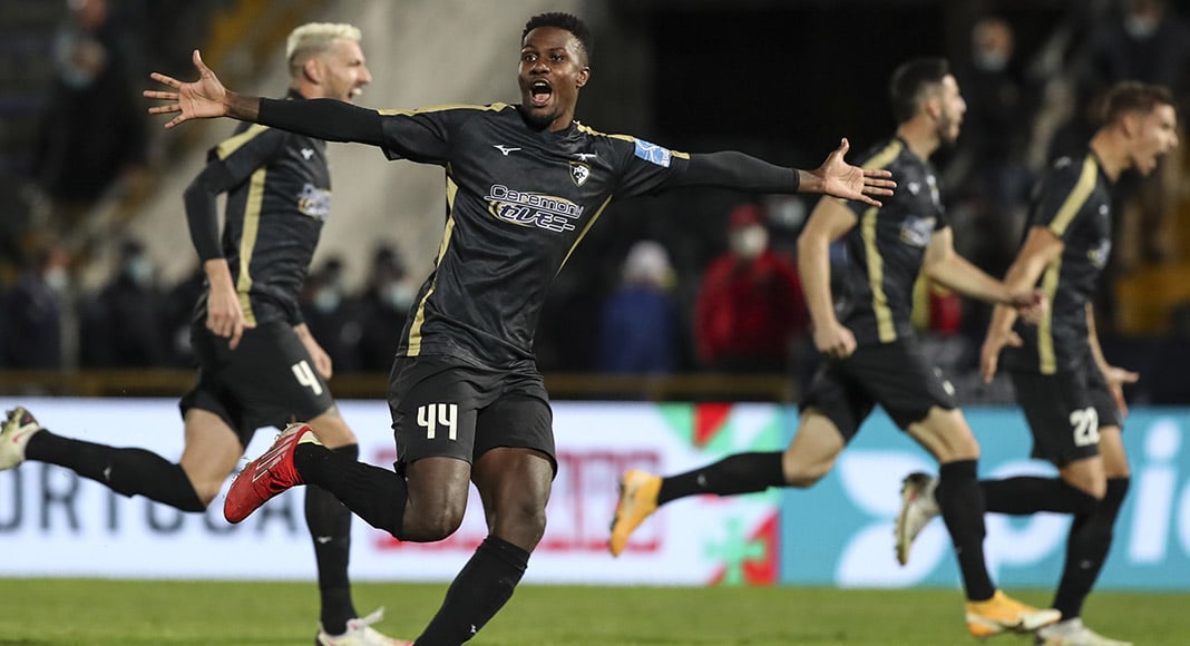 Portimonense players celebrating their victory over Famalicão on Tuesday