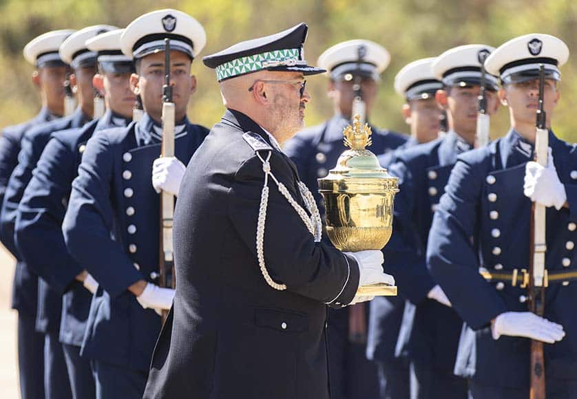 The heart of Dom Pedro I is received with military honours upon its arrival at the Brasilia Air Base, Brazil, on August 22.