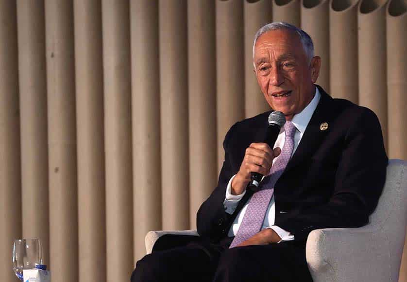 President of Portugal, Marcelo Rebelo de Sousa, speaks during a business forum at the 28th Ibero-American Summit, in Santo Domingo, Dominican Republic, on March 24. Photo: EPA/Orlando Barria