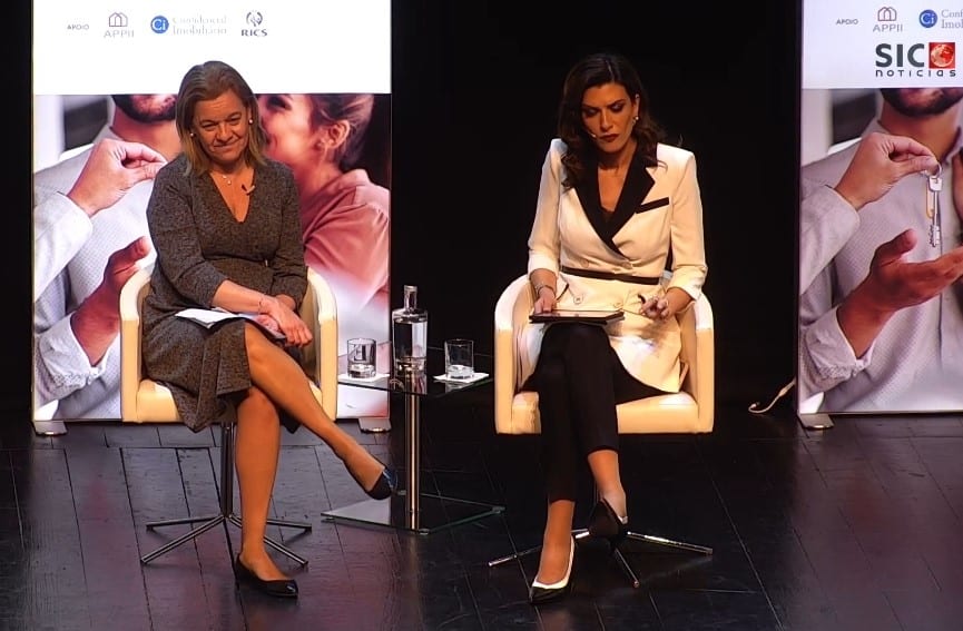 Carla Tavares (left), taking part today in an event on accessibility to housing