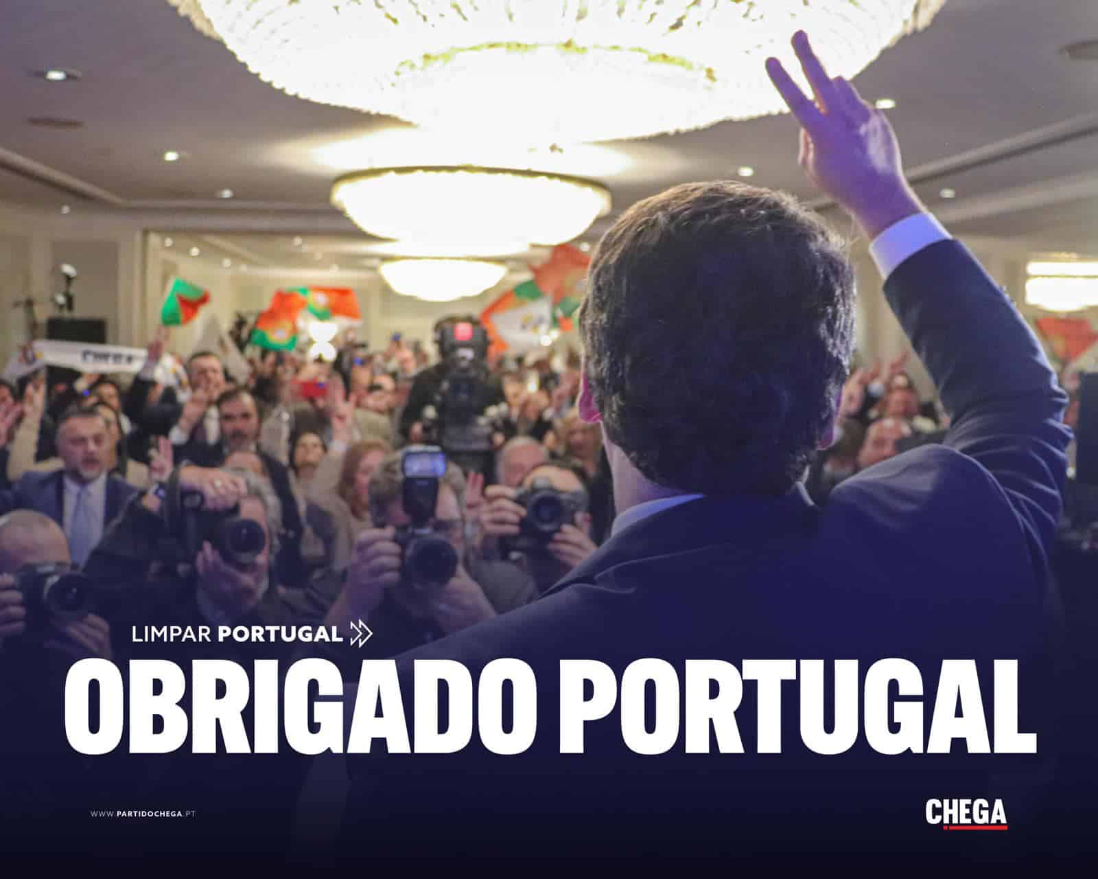 CHEGA's latest impage posted on Facebook: "Thank you, Portugal".