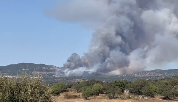 How the simple burning of crop leftovers can become an enormous problem in a tiny space of time. View of this week's fire in Fortios, Portalegre, featured over Facebook