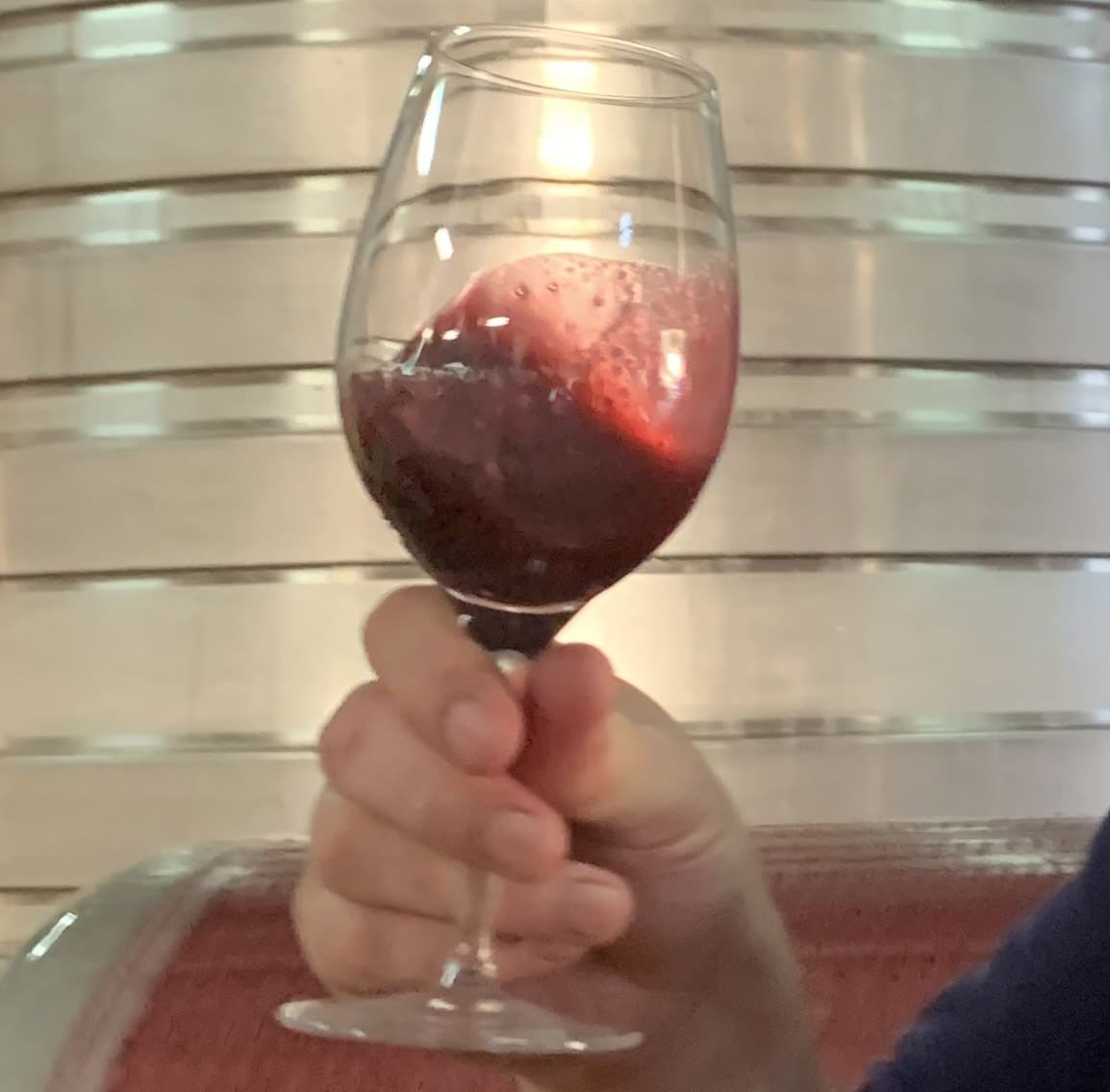 A first taste of delicious grape juice ahead of vinification|Grapes were selected by hand before destemming and then pressing||Our grapes were all picked by 7am and arrived cool and fresh at the winery|