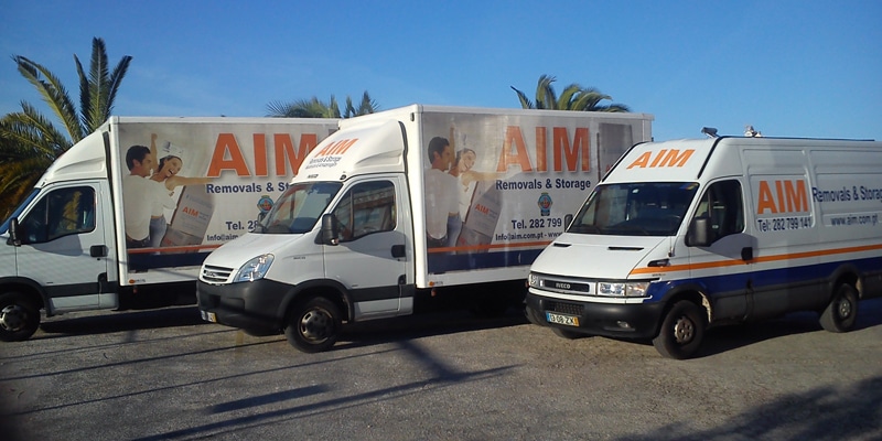 Vans of the removal company AIM Removals & Storage