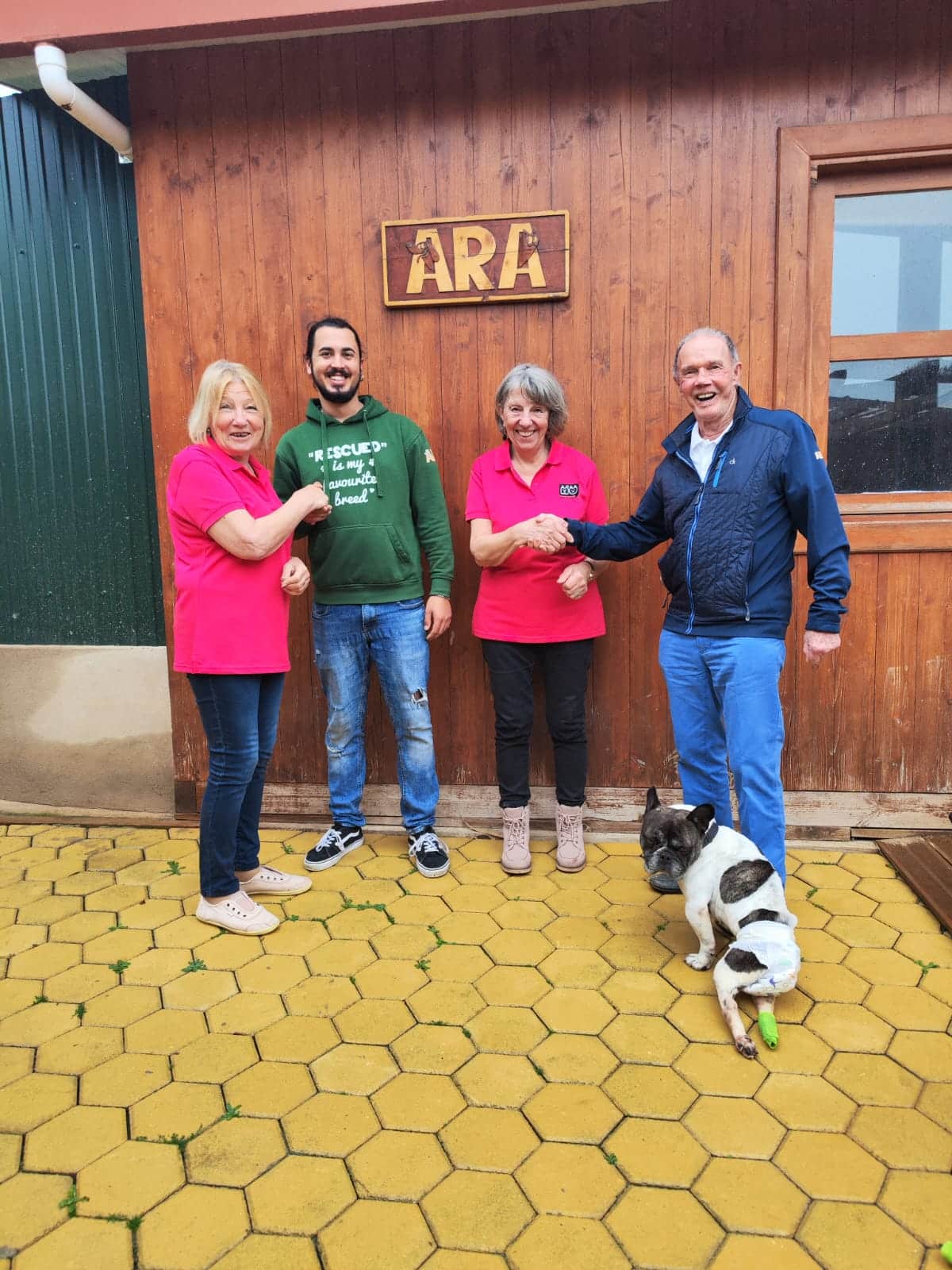 A special relationship, from left, Anita Wight (APAA), João Ferreira (ARA), Jenny Clarke (APAA), and Sid Richardson (ARA)|Abandoned and damaged