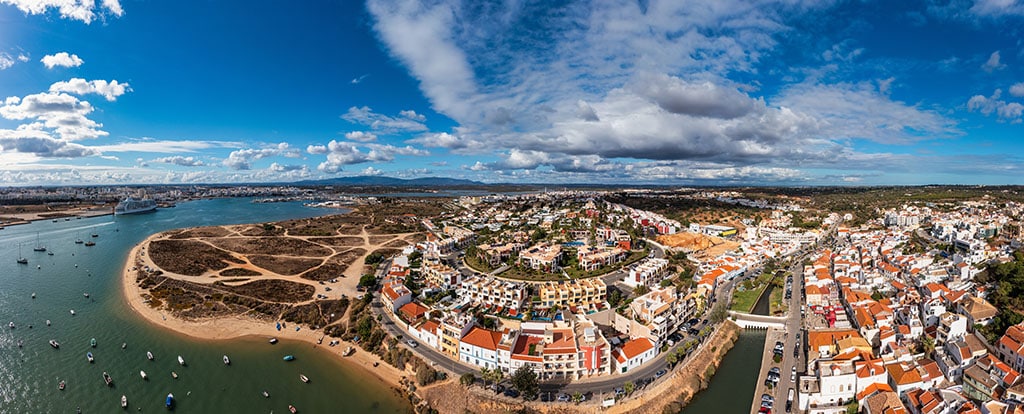 Aerial view of Ferragudo village in Central Algarve