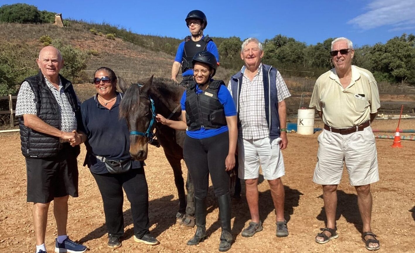 Algarve 41 Club Chairman, Barry Gordon and other members, presenting Riding for the Disabled Barlavento (RFD) with a donation|Ricardo Menezies – CS Level Working Trial – GOLD Medal Winner(1st)