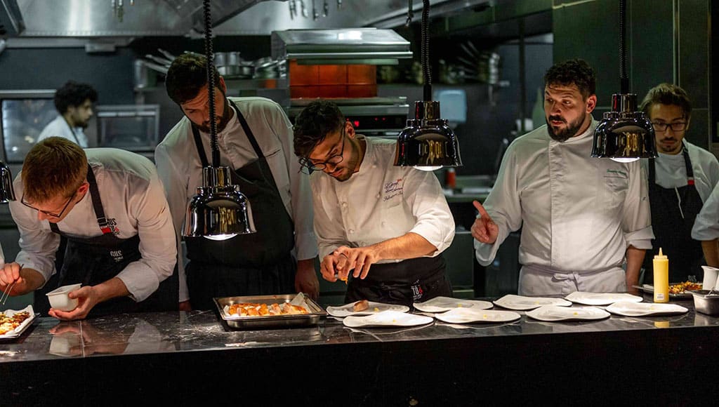 In the kitchen, Chef Heinz Beck and his three guest chefs prepped for a once-in-a-lifetime performance