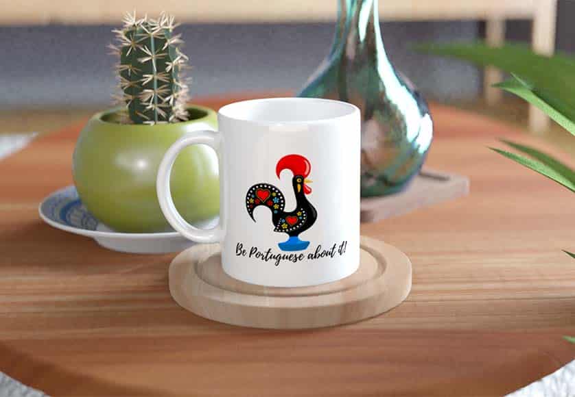 mug with portuguese galo de barcelos