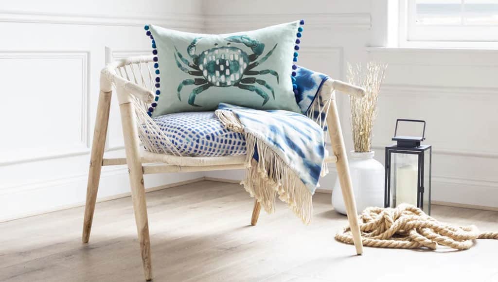 Beach-inspired cushion|Add a touch of palms|Window view