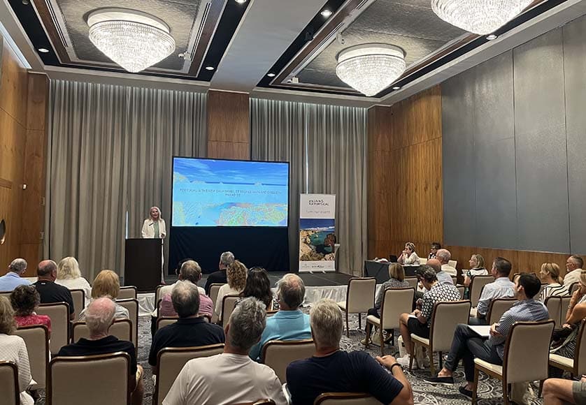 Sovereign’s Shelley Wren addressing the audience CCCaption: Conrad Algarve, Quinta do Lago|Bruce Hawker, CEO, Open Media Group|Conrad Hotel|Amongst the speakers at the Conrad Algarve event was Quinta do Lago CEO Sean Moriarty