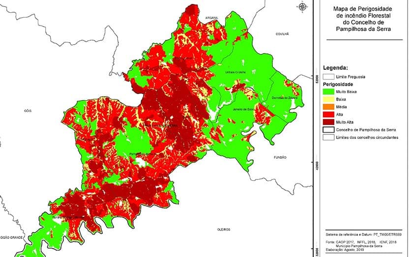 This is the charter for Pampilhosa da Serra, for example. Communities and activities, like farming / outdoor businesses, would all be limted in areas marked in red/ dark red