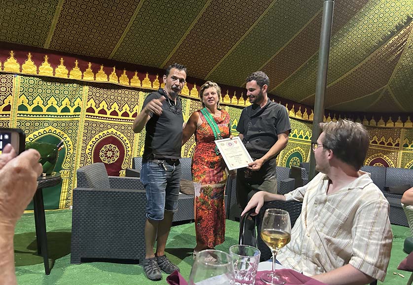 Diploma presentation: From left, Carlos Augusto, manager of Café Inglês, Marie-Anne Ferran, Bailli do Algarve, and Chef Martim Luís|Chaine event 3