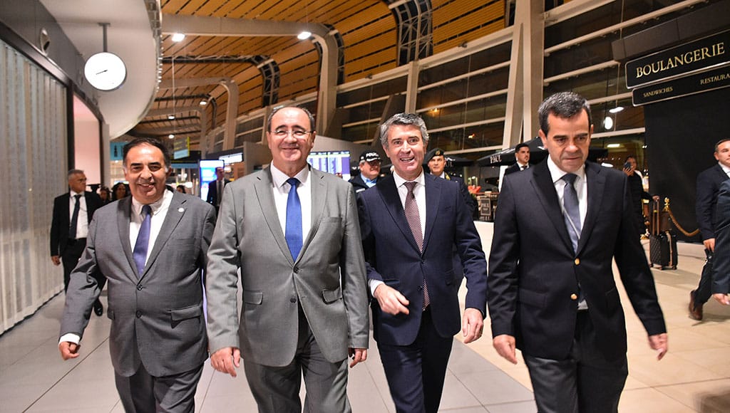 From left: José Apolinário, president of CCDR Algarve, Faro Mayor Rogério Bacalhau, Minister of Internal Administration, José Luís Carneiro, and Faro Airport director Alberto Mota Borges|Minister of Internal Administration, José Luís Carneiro (centre), with Faro Mayor Rogério Bacalhau (left) and Faro Airport director Alberto Mota Borges