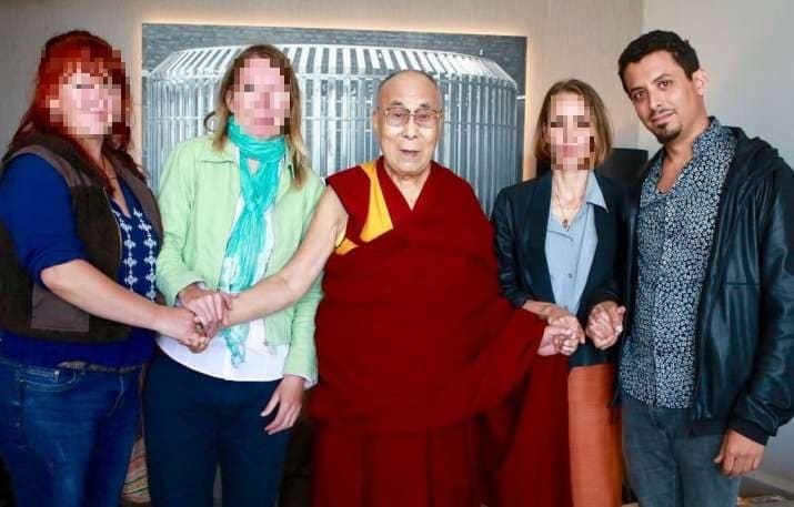 Dalai Lama (centre) and RIcardo Mendes (right) during the meeting in Rotterdam in 2018