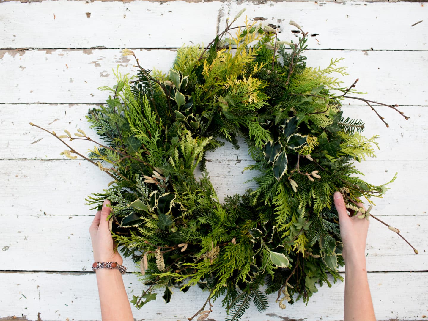 Evergreen foliage wreath|Plant Profile Holly/Ilex at Highfield Hollies (25th November 200|Pine branch table decoration|Red berry mistletoe