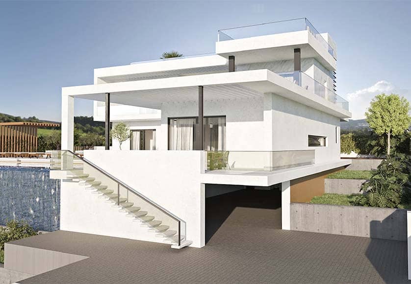Contemporary luxury villa with sea views, currently under construction