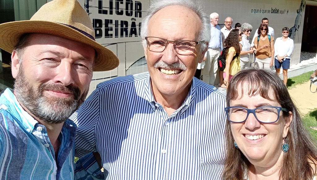 From left - Carl, Beirão's Sr José Redondo and Filomena Pascoal|Xisto cottage, Gonramaz|Vintage poster at Licor Beirao factory|Carl with Licor Beirao founder José Carranca Redondo|O Burgo restaurant and Lousa Castle|Schist alley, Talasnal|Schist Village, Talasnal|Talasnal Schist Village|Talasnal|Carl at Gondramaz Xisto village|Carl Munson With Licor Beirão mixologist José