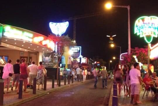 Areias de São João is one of Albufeira town's 'popular' night spots|Albufeira's bar area is a magnet for nighttime revellers