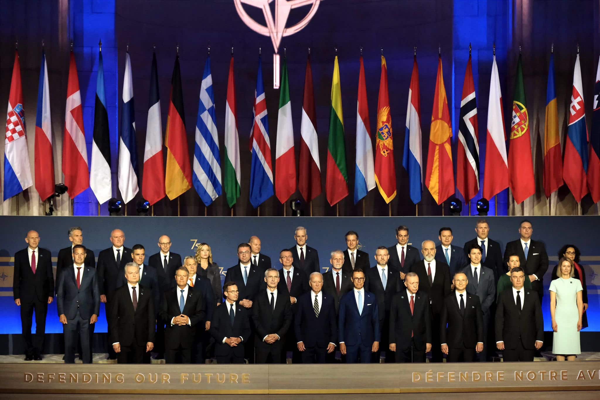 Portugal's PM can be seen 3rd on the right at the back: NATO's full line up, at the summit ongoing in Washington. Image: @LMontenegropm
