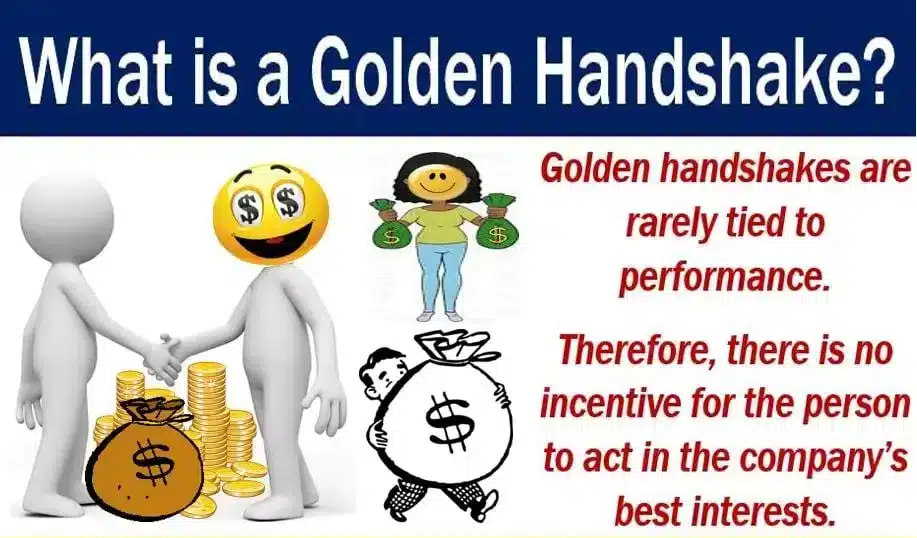 Golden handshake illustration