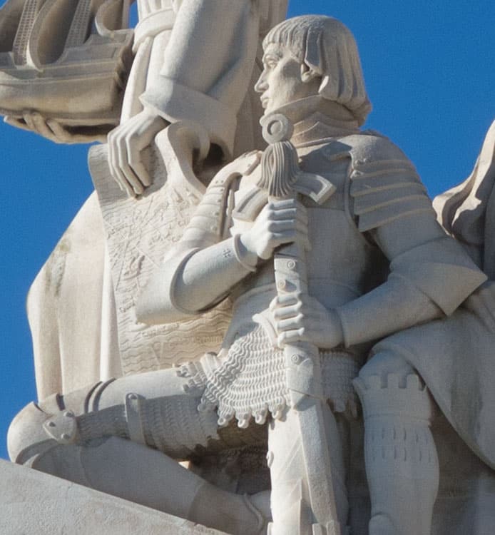 Image of D Afonso on Padrão dos Descobrimentos|Ancient arms of the Portuguese House of Braganza|Image of Duke Pedro from the St Vincent Panels