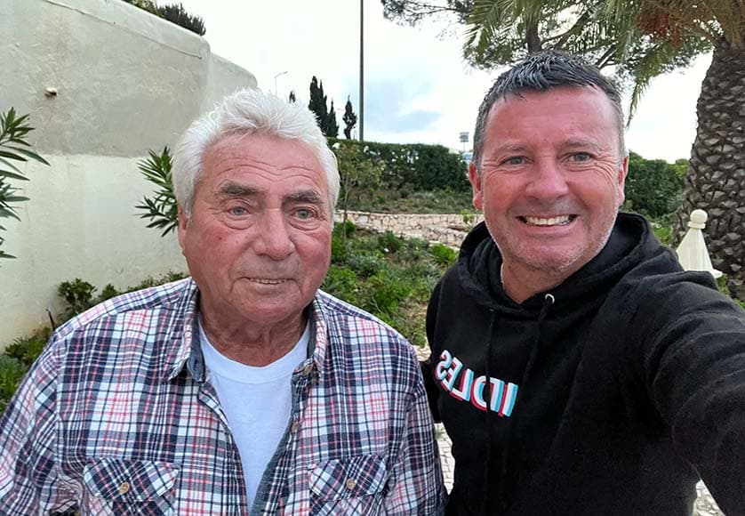 Jacky and John Shell at Algar Seco|Jacky's reaction when he received the lost pendant|The crucifix pendant was given to Jacky Shell by his late mother 56 years ago|The crucifix pendant was given to Jacky Shell by his late mother 56 years ago|John (right) and Jacky showing the beloved pendant