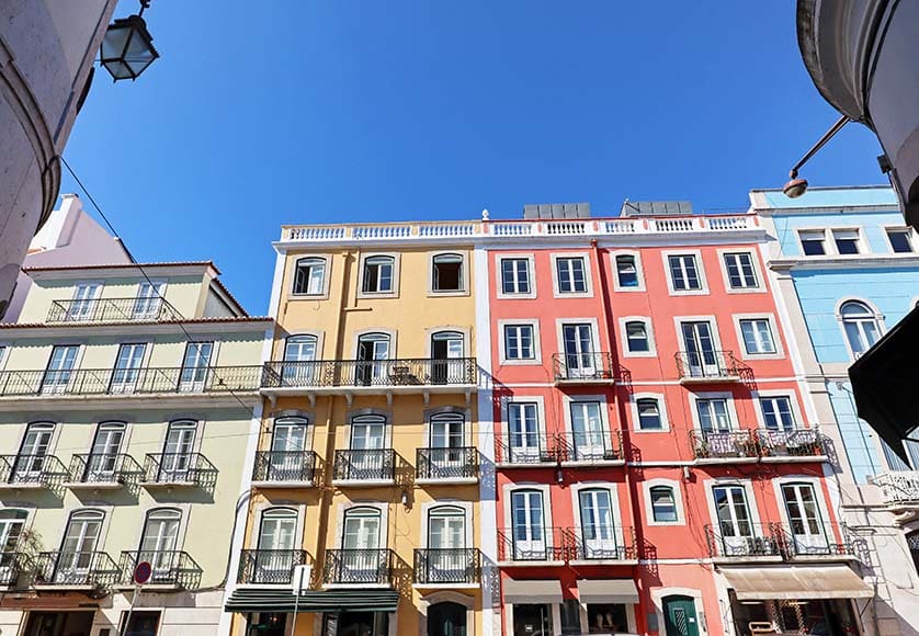 View to the Bairro Alto district in the historic center of Lisbon