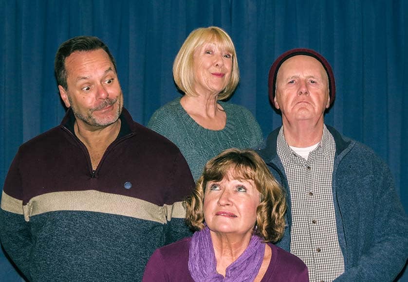 Frank Remiatte as Gordon, Valerie Lefrère as Margaret, Tracey Christiansen as Joyce, and Alan Smith as Bernard