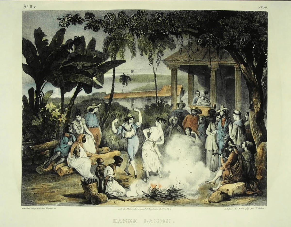 Brazilian dance lundu by artist Johann Moritz Rugendas (1802–1858)