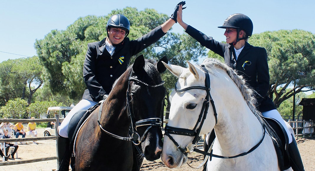 Maria Mello riding Taranto and Daniel Andrade riding La Vita|
