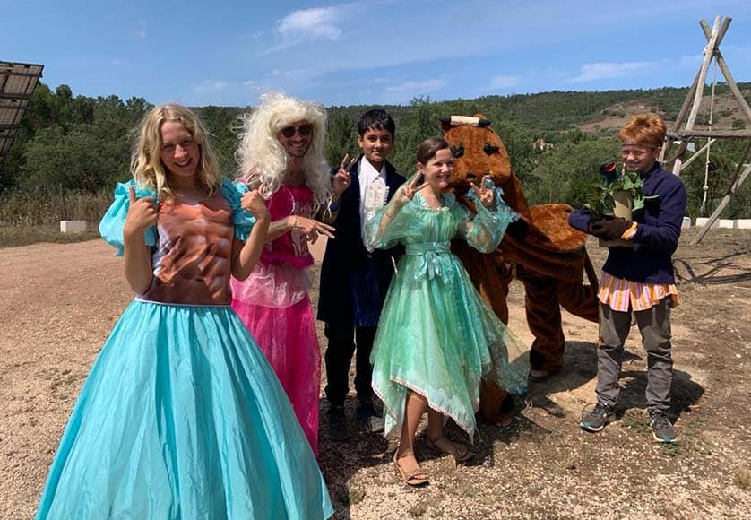 Rehearsing this year's play - from left: Saskia Maye, Jonathan Bergius (Mindfulness teacher), Anubhav Pokhrel, Mahault Ledoux and Max Kearsey