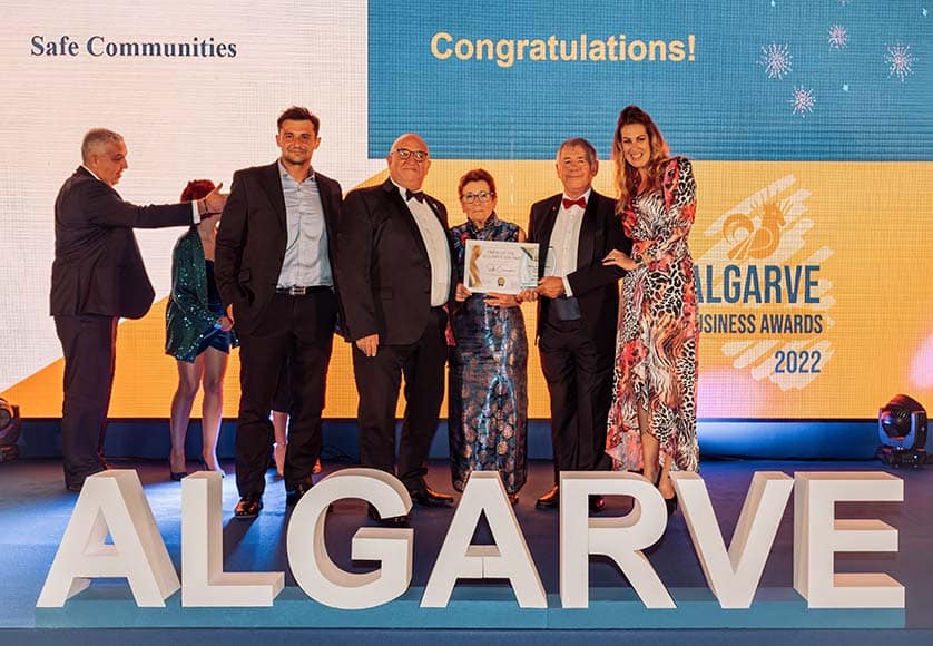 Safe Communities - Pride of the Algarve Award|Algarve Golf Guru - Best Website Award|Beverley Gibbons - Lifetime Achievement Award|Bombeiros - Emergency Services Award|IBC Security - Algarve Business of the Year Award|Sal Spa Luz - Entrepreneur of the Year Award|Sandy Blue - Best Marketing Initiative Award
