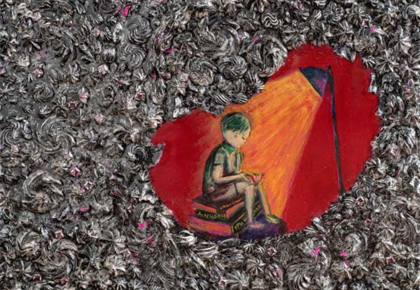 Sam, by Eleonora Islamova|Bispo, by Adérita Silva|Blue Abstraction III, by Viktoria Ganhão|Playing to the Moon, by Ana Nobre|Storks nesting at Odiáxere, by Malcolm Hyde