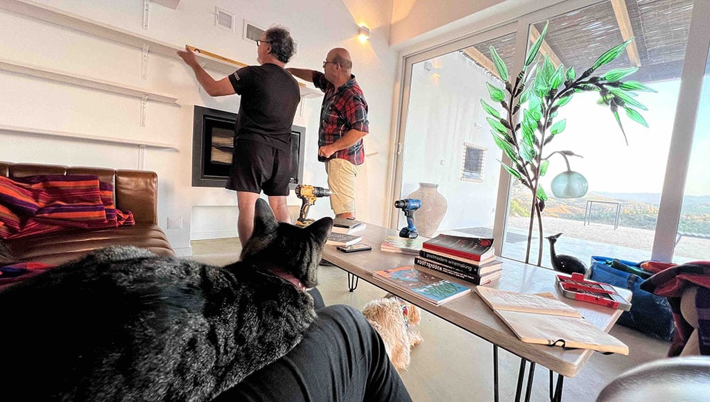 Shelving it: with thanks to Pedro for keeping everything level