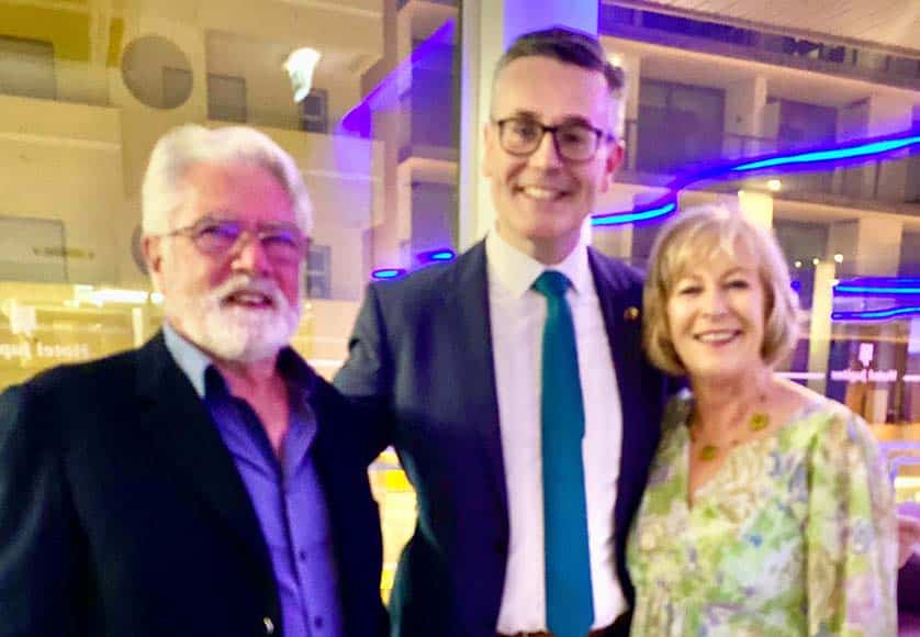 St. Patrick’s Society members Virgo Hynes and Tommy Browne with Irish ambassador Ralph Victory