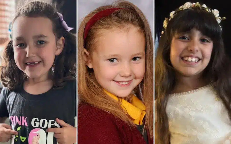 The three little girls who lost their lives: left to right Bebe King, Elsie Dot Stancombe, Alice da Silva Aguiar