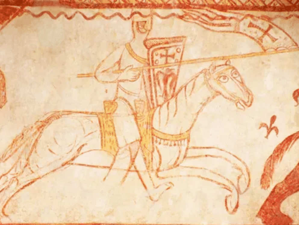 Templar battle fresco - Cressac Chapel, France