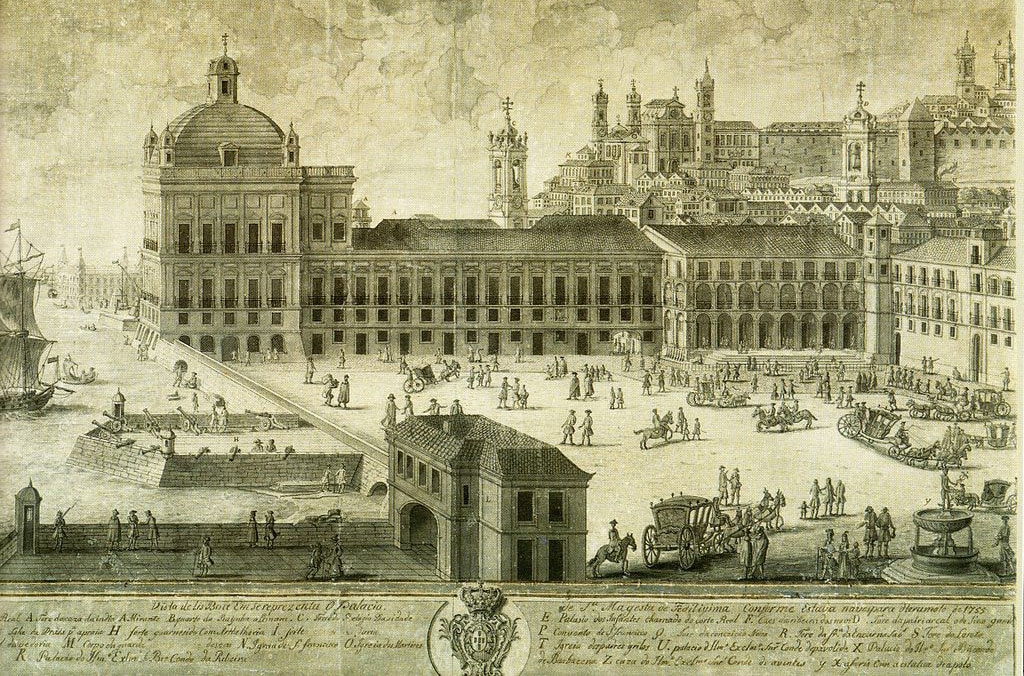 Terreiro do Paço in 1740|Gateway to the British Cemetery in Lisbon|Sebastião José de Carvalho e Melo, Marquês de Pombal|The grave of John Bristow, 1768